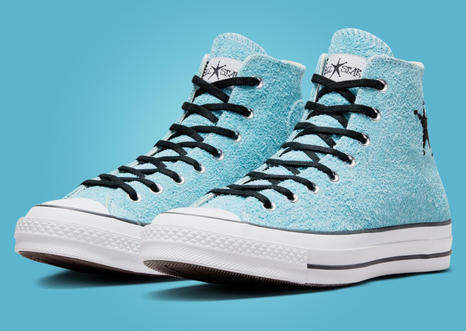 Stussy x Converse Chuck 70 Hi Sky Blue Angle