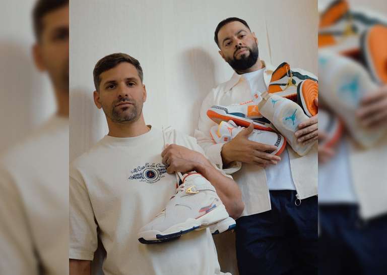 SoleFly Founders Posing With The SoleFly x Air Jordan 8 and SoleFly Collabs