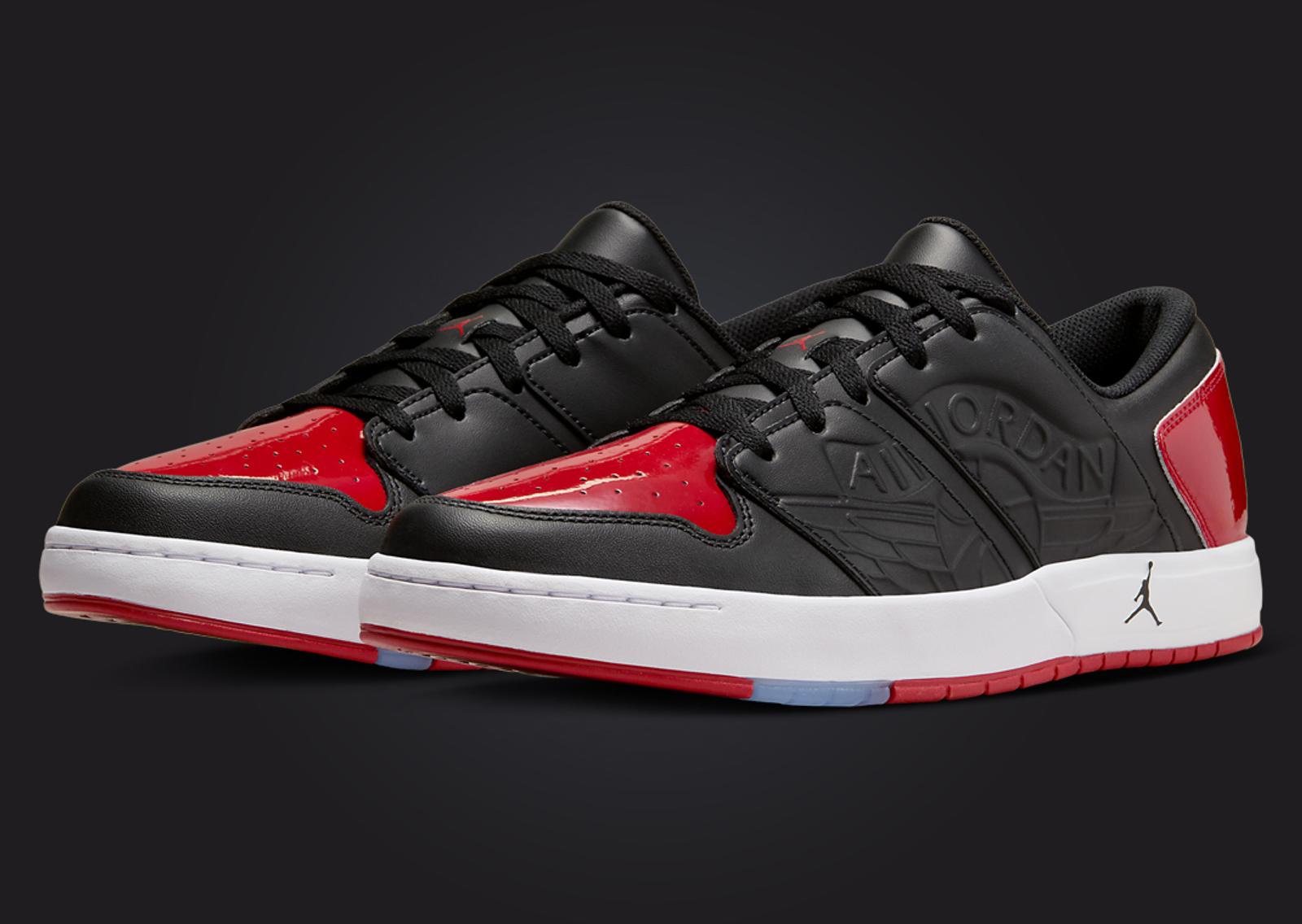 Air Jordan Nu Retro 1 Low Patent Bred Angle