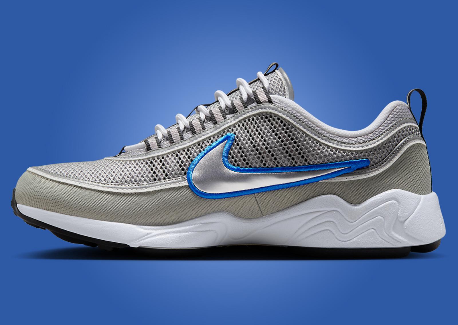 Nike Air Zoom Spiridon Metallic Silver Signal Blue Medial