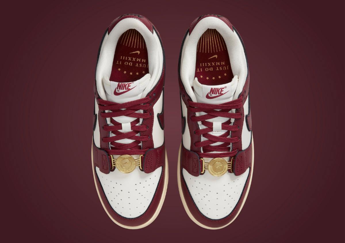 Premium Gold Hardware Features On The Nike Dunk Low Just Do It Team Red