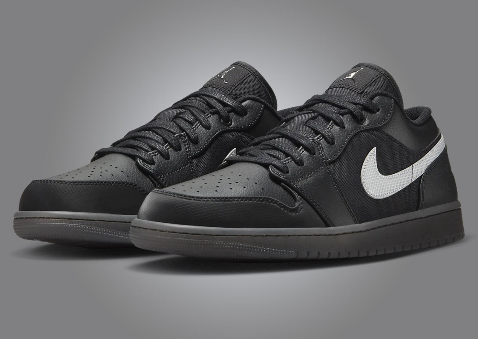 Air Jordan 1 Low Black White Dark Smoke Grey Angle