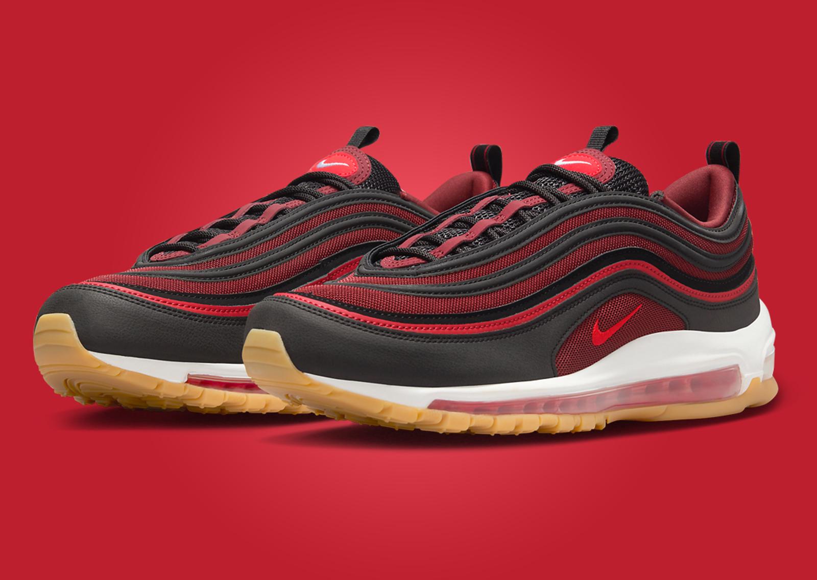 Nike Air Max 97 Black Team Scarlet Angle