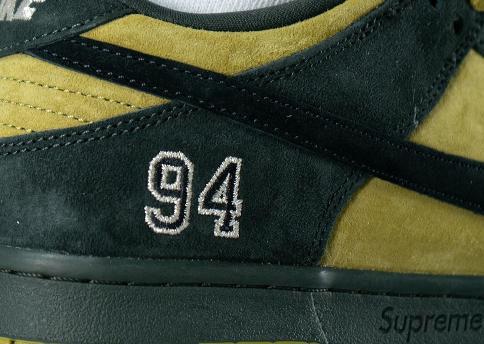 Supreme x Nike SB Dunk Low Camper Green Detail