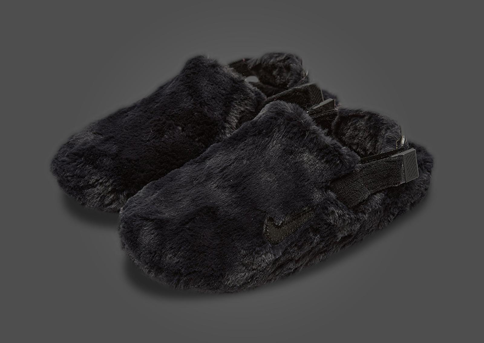 Nike Calm Mule Fur Black Angle