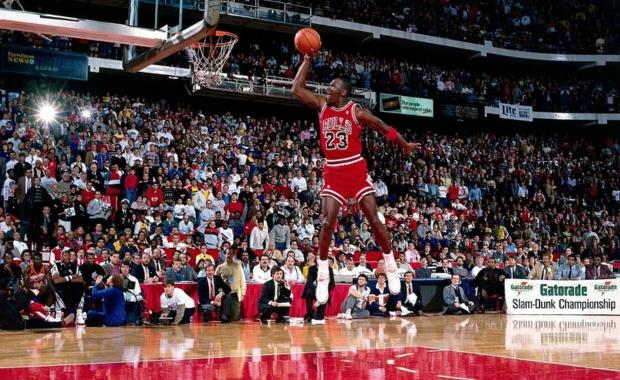 Michael Jordan from the free throw line in the Dunk Contest