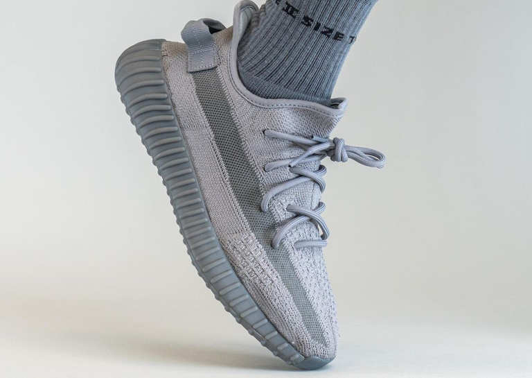 adidas Yeezy Boost 350 V2 Steel Grey Lateral On-Foot