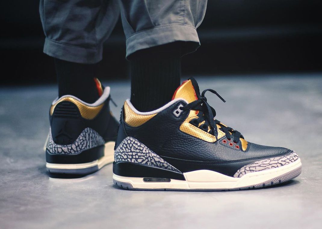 Jordan 3 black 2025 cement grey metallic gold