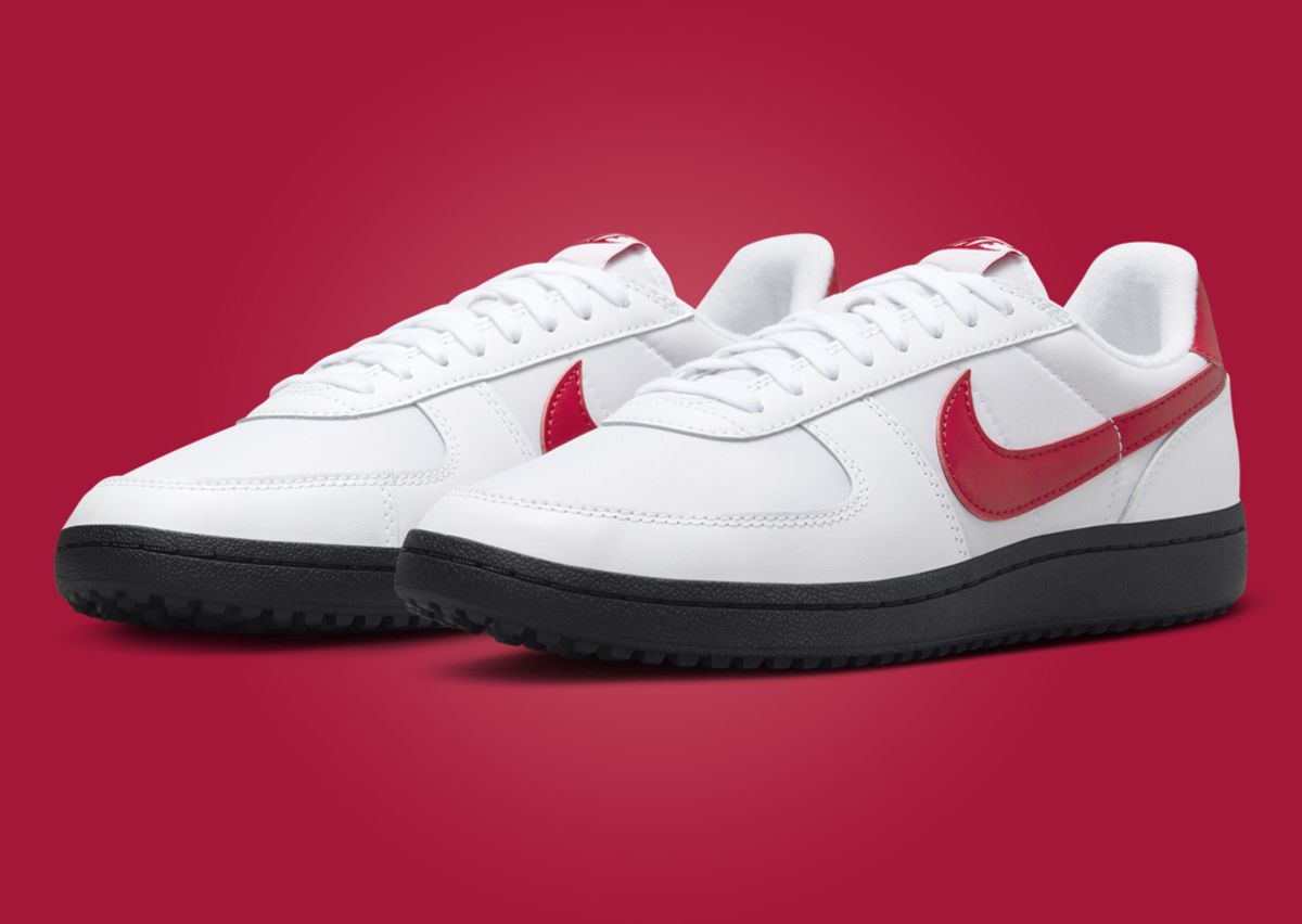 Nike white sneakers with red swoosh Clearance