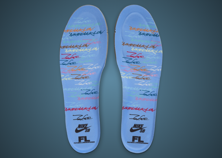 Futura Laboratories x Nike SB Dunk Low Bleached Aqua Insole