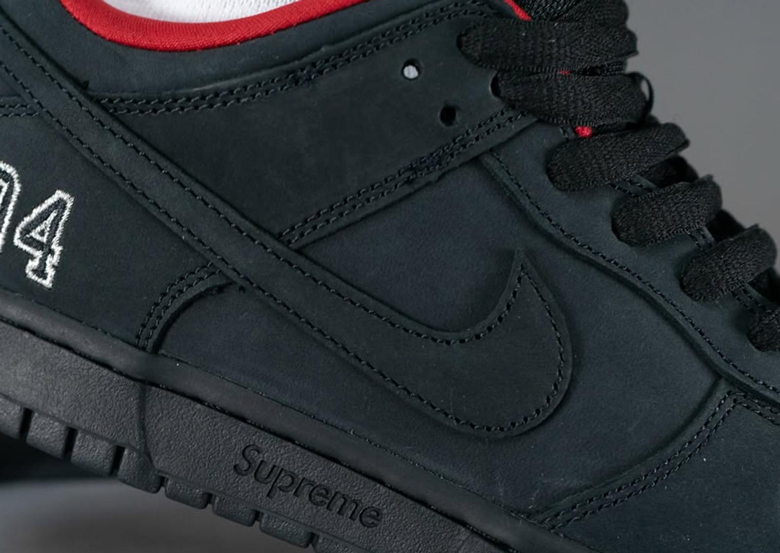 Supreme x Nike SB Dunk Low Black Detail