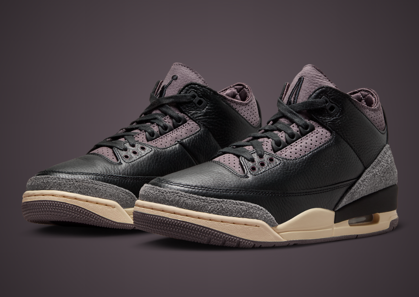 A Ma Maniere x Air Jordan 3 Retro OG SP Black Violet Ore Angle