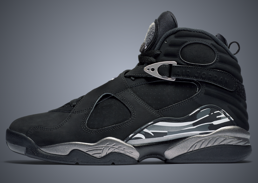 black and gray jordan 8