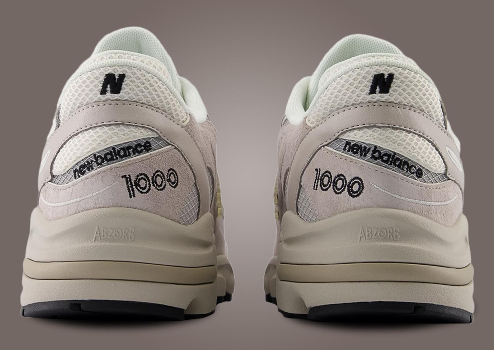 New Balance 1000 Grey Cream Heel