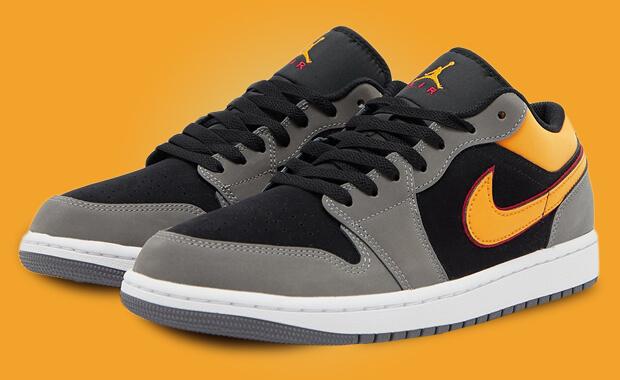 The Air Jordan 1 Low SE Light Graphite Vivid Orange Cardinal Red Features Jewel Wings