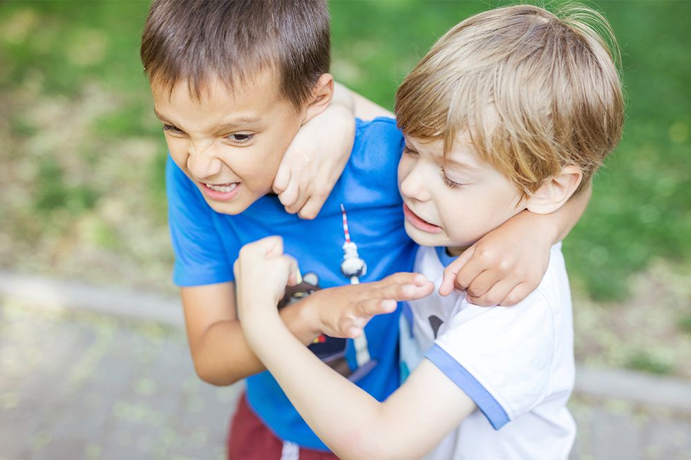 Two siblings fighting 