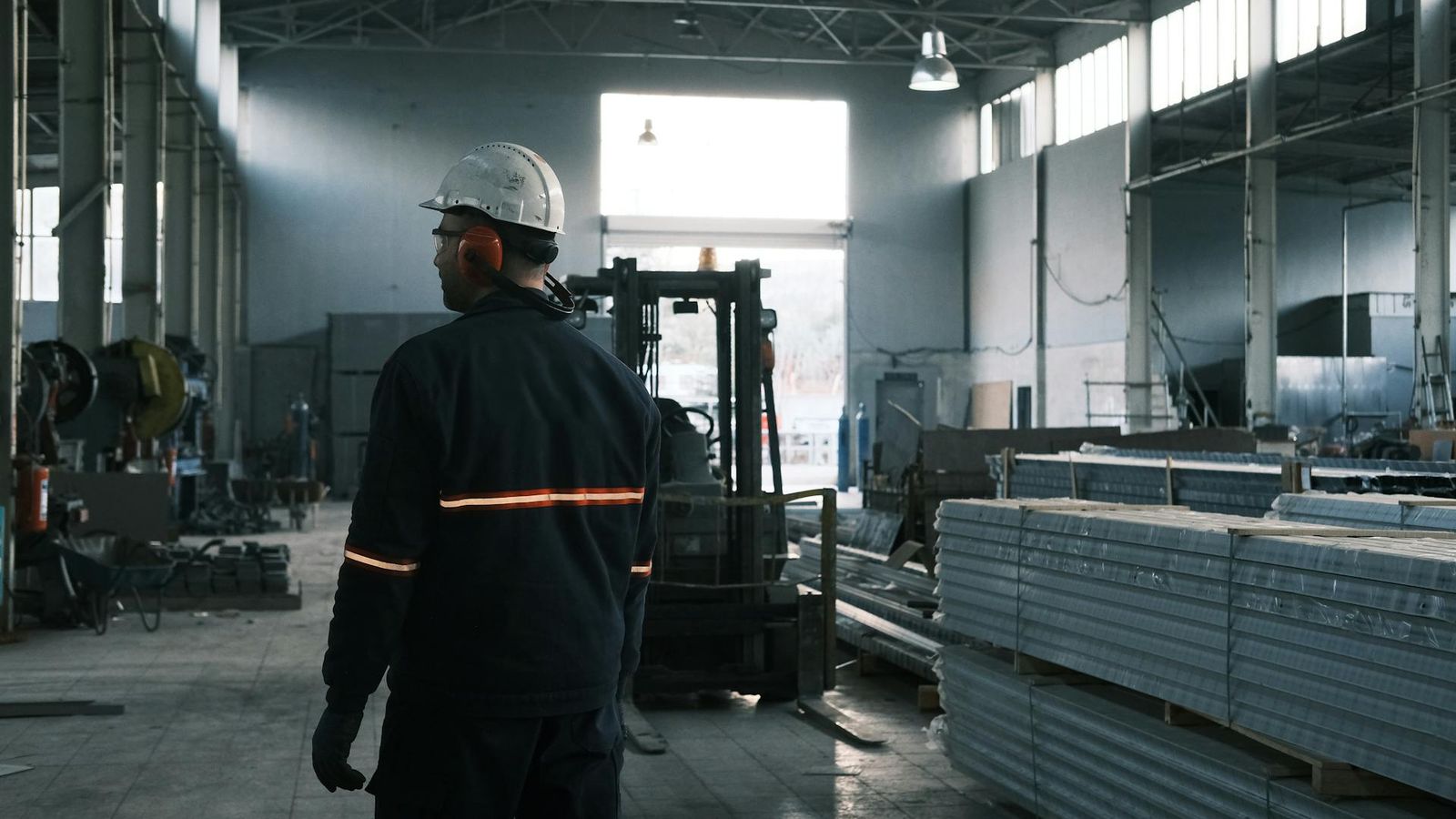 Production lane with stacked product moving toward dispatch