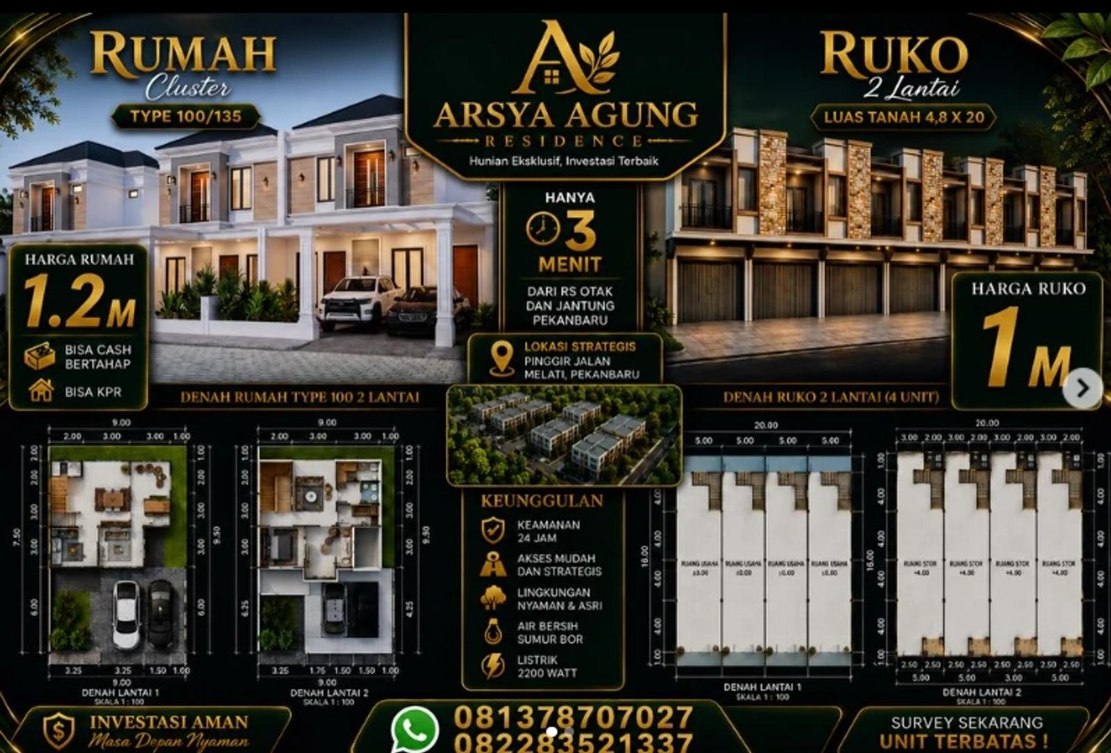 Brosur ruko 2 lantai Arsya Agung Residence