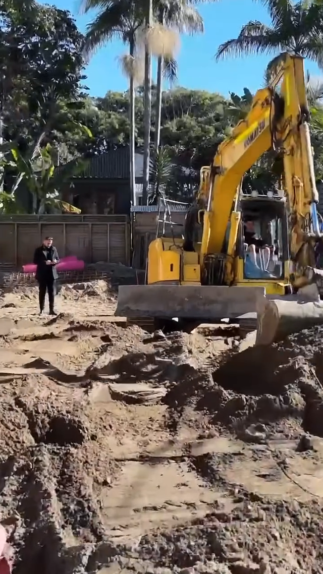 Excavator digging out the SOL site, the Bondi Beach duplex, in August 2024