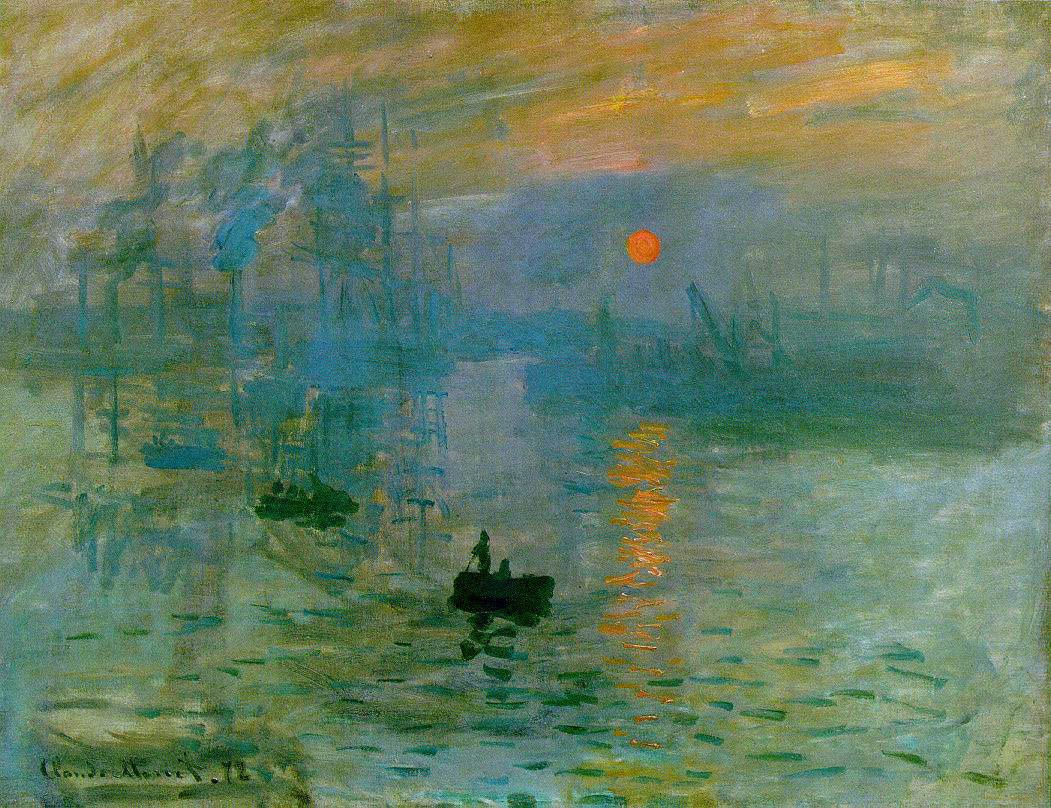 Claude Monet’s Impression, Sunrise, with boats emerging through orange and blue harbour mist