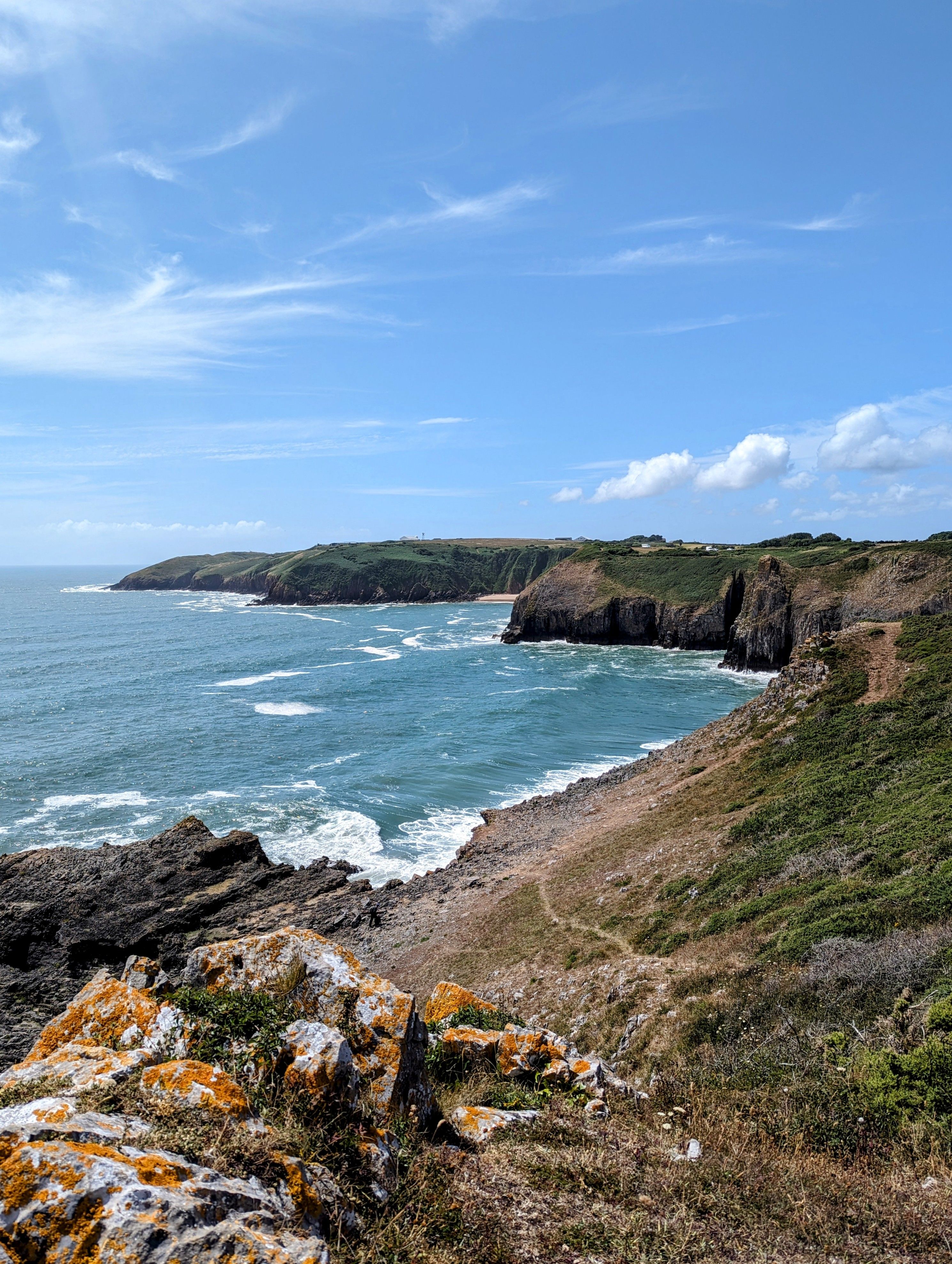 Pembrokeshire coastline with cliffs meeting the sea