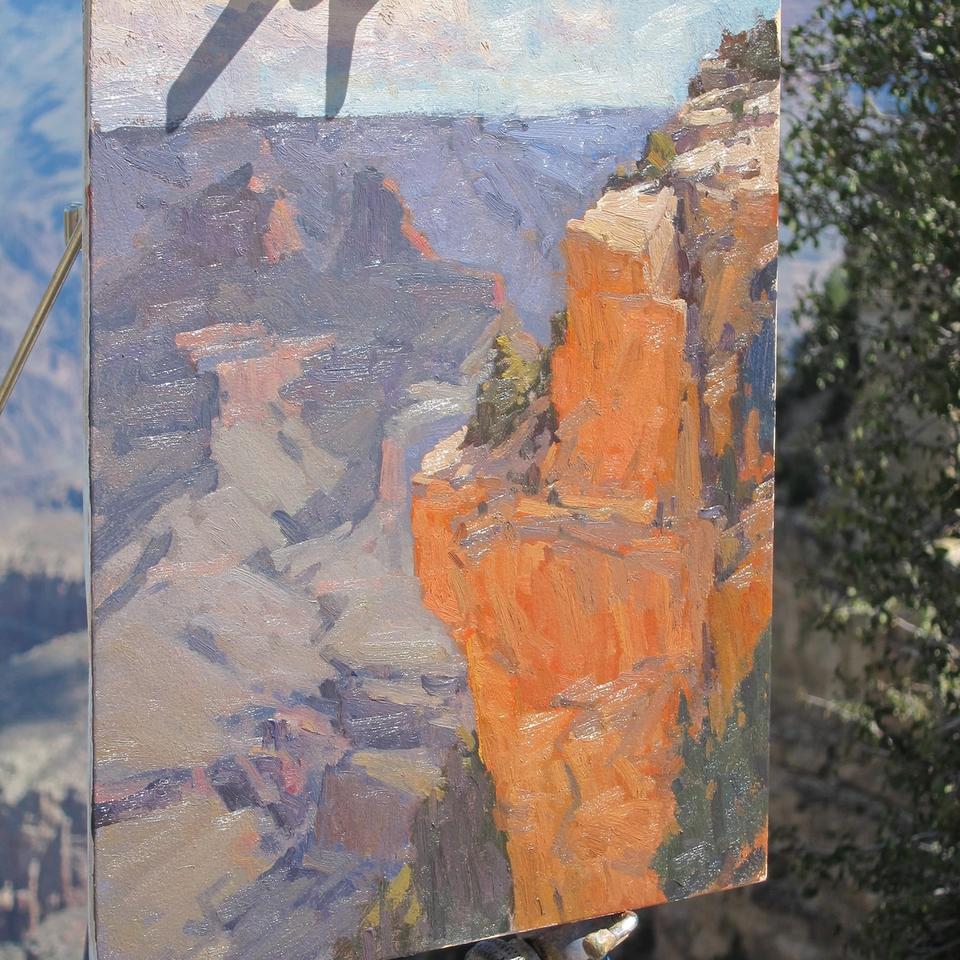 A completed quick-draw plein air painting created by Bill Cramer at the Grand Canyon