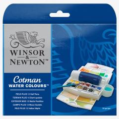 Winsor & Newton : Cotman : Field Plus Box Set : 12 Half Pans