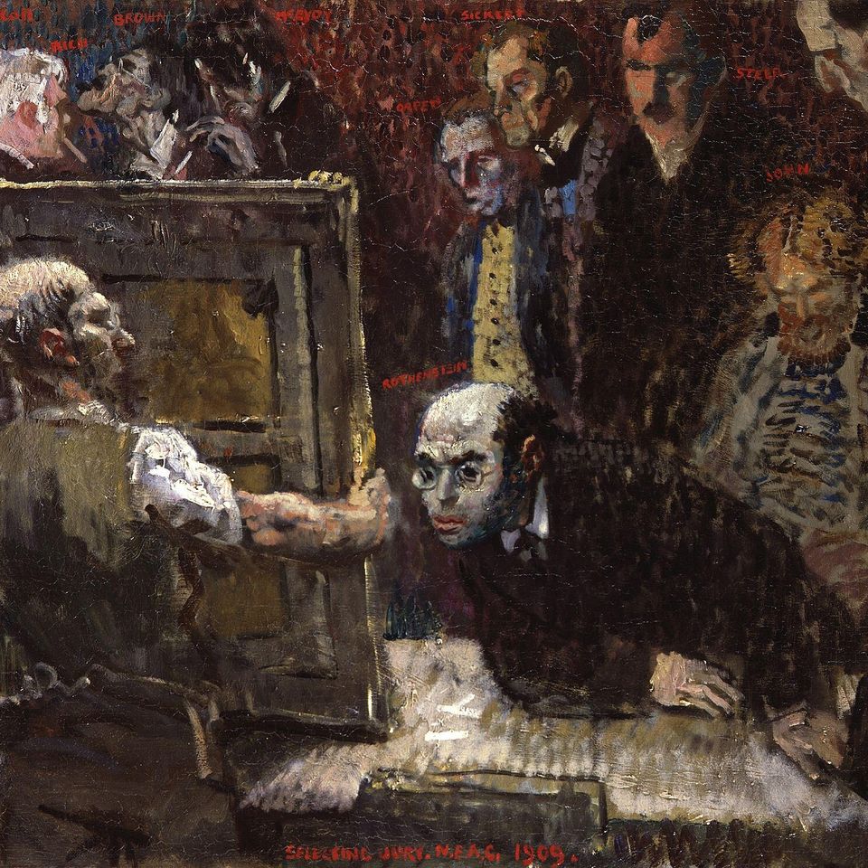 William Orpen’s painting of an art-selection jury surrounded by submitted works