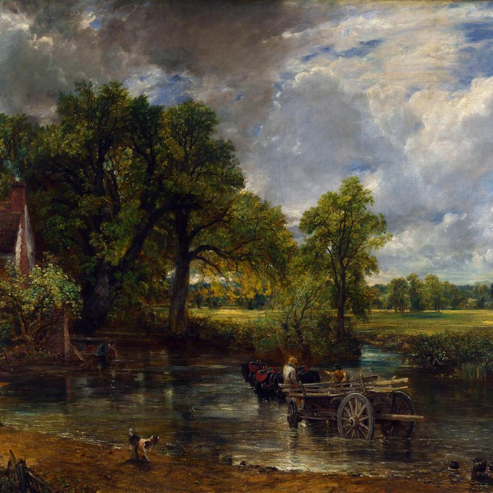 John Constable’s The Hay Wain, showing a horse-drawn cart crossing the River Stour beside Willy Lott’s Cottage