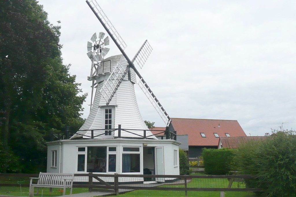 Horning Ferry wind pump structure against the sky.