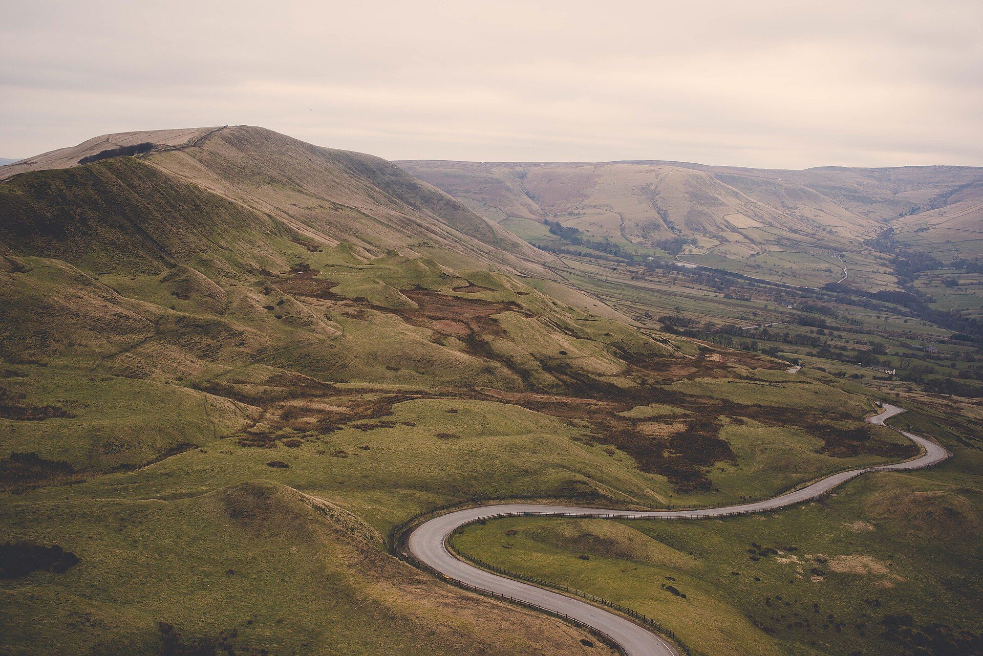 Mam Tor rising above Hope Valley in the Peak District