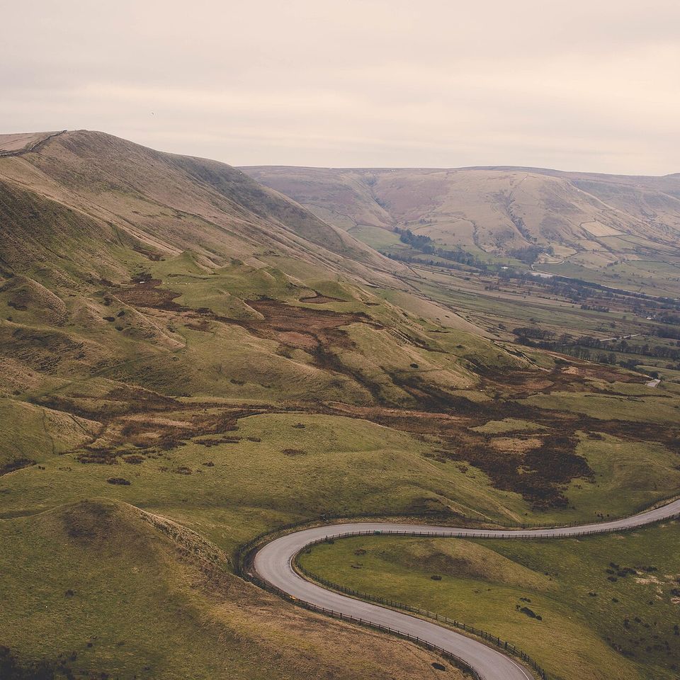 Mam Tor rising above Hope Valley in the Peak District