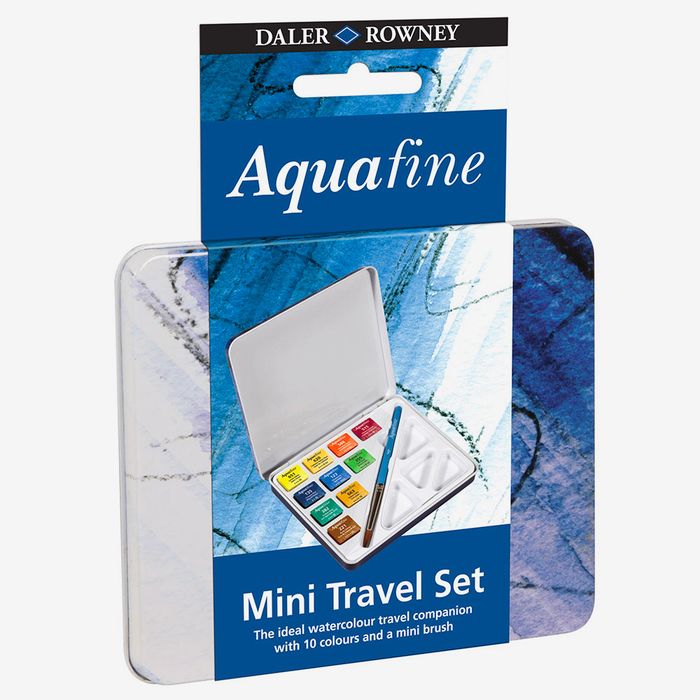 Daler-Rowney : Aquafine Mini Travel Watercolour Paint Set : Half Pan : Set Of 10