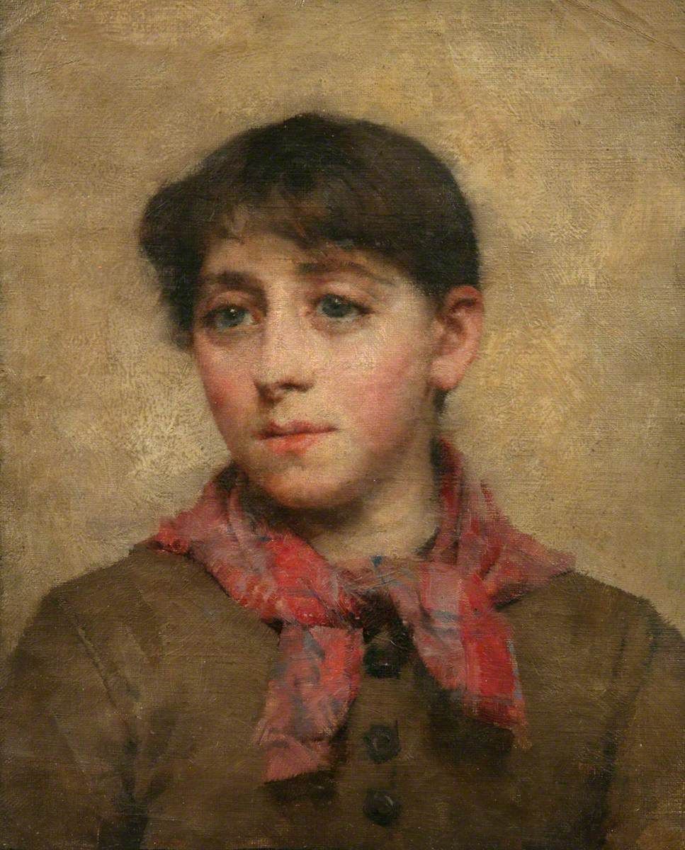 Elizabeth Forbes’s A Newlyn Maid, a young woman standing in a Cornish interior