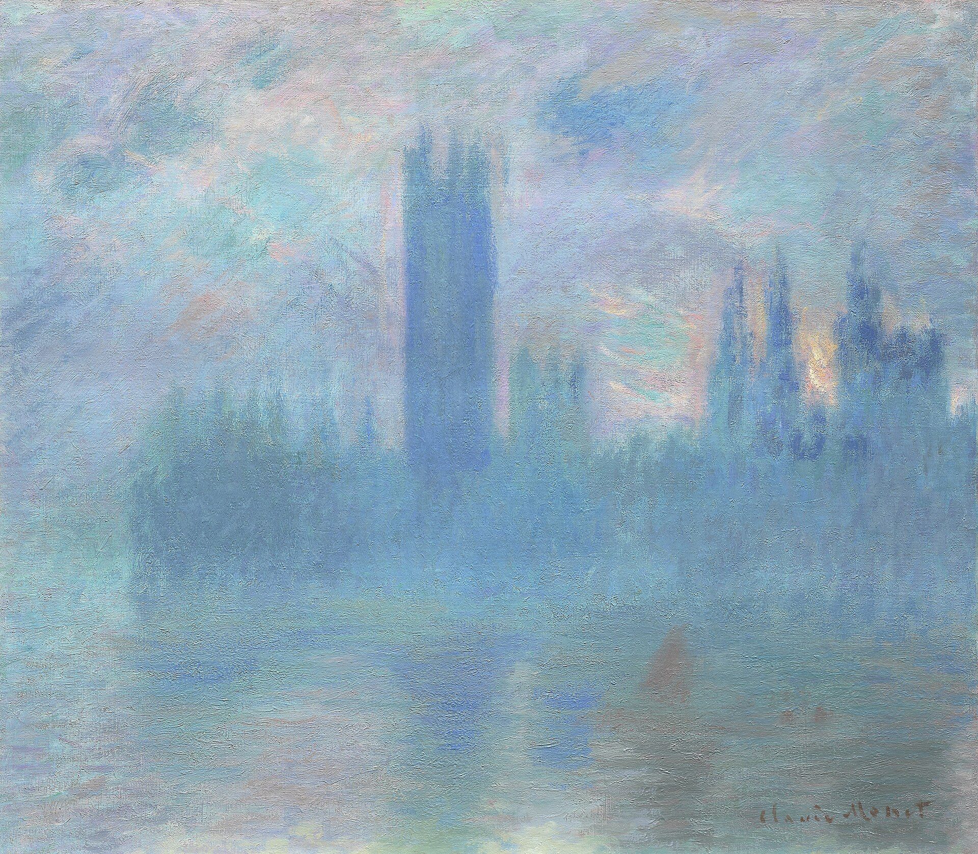 Claude Monet’s Houses of Parliament, London, emerging through atmospheric Thames light
