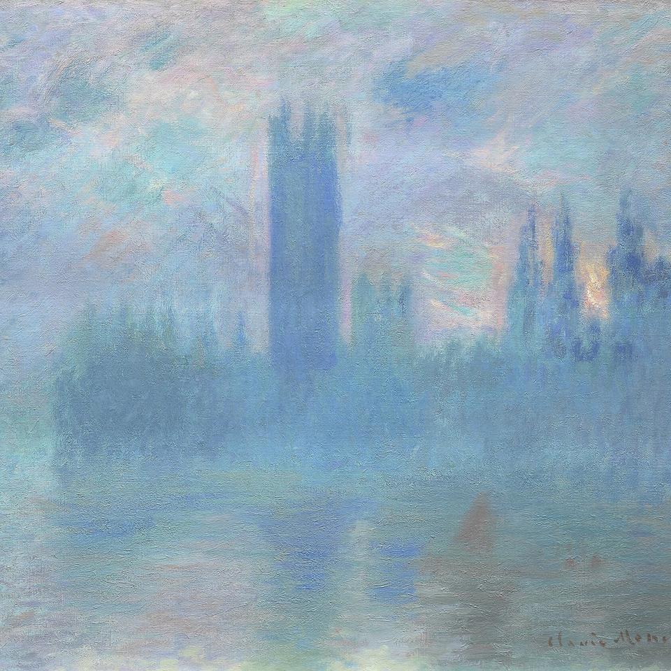Claude Monet’s Houses of Parliament, London, emerging through atmospheric Thames light