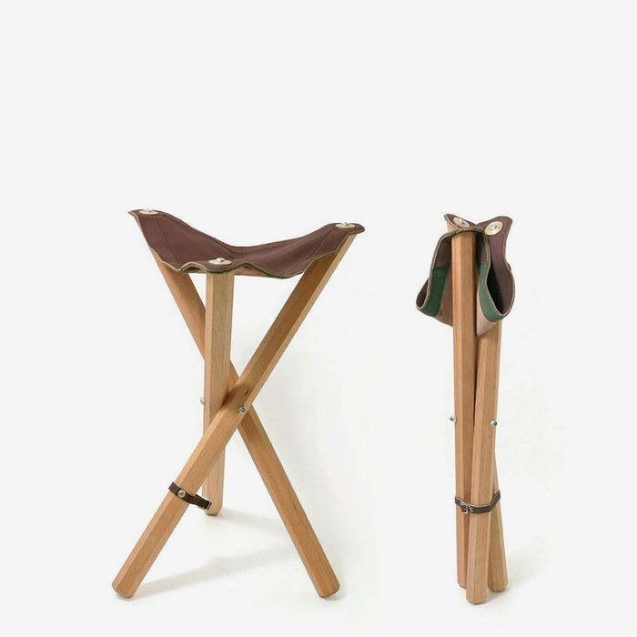 Jullian : Folding Stool With Leather Seat