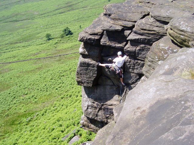 The gritstone escarpment and moorland at Stanage Edge
