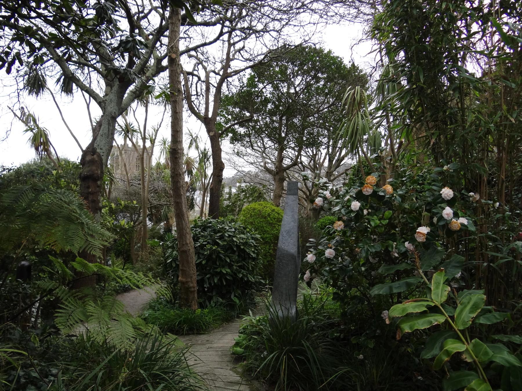 Outdoor abstract sculptures in the Barbara Hepworth Sculpture Garden, St. Ives