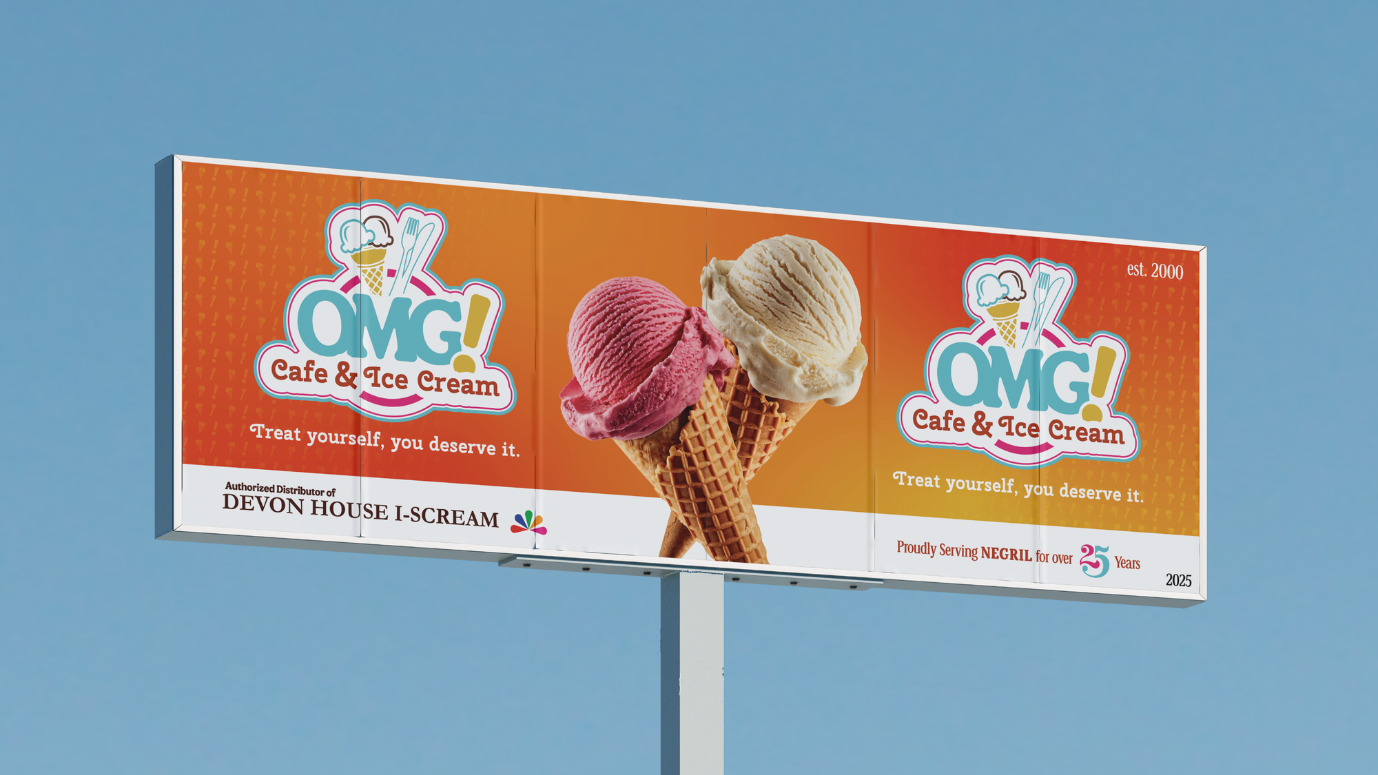 OMG Ice Cream Negril Signage - Billboard Mockup
