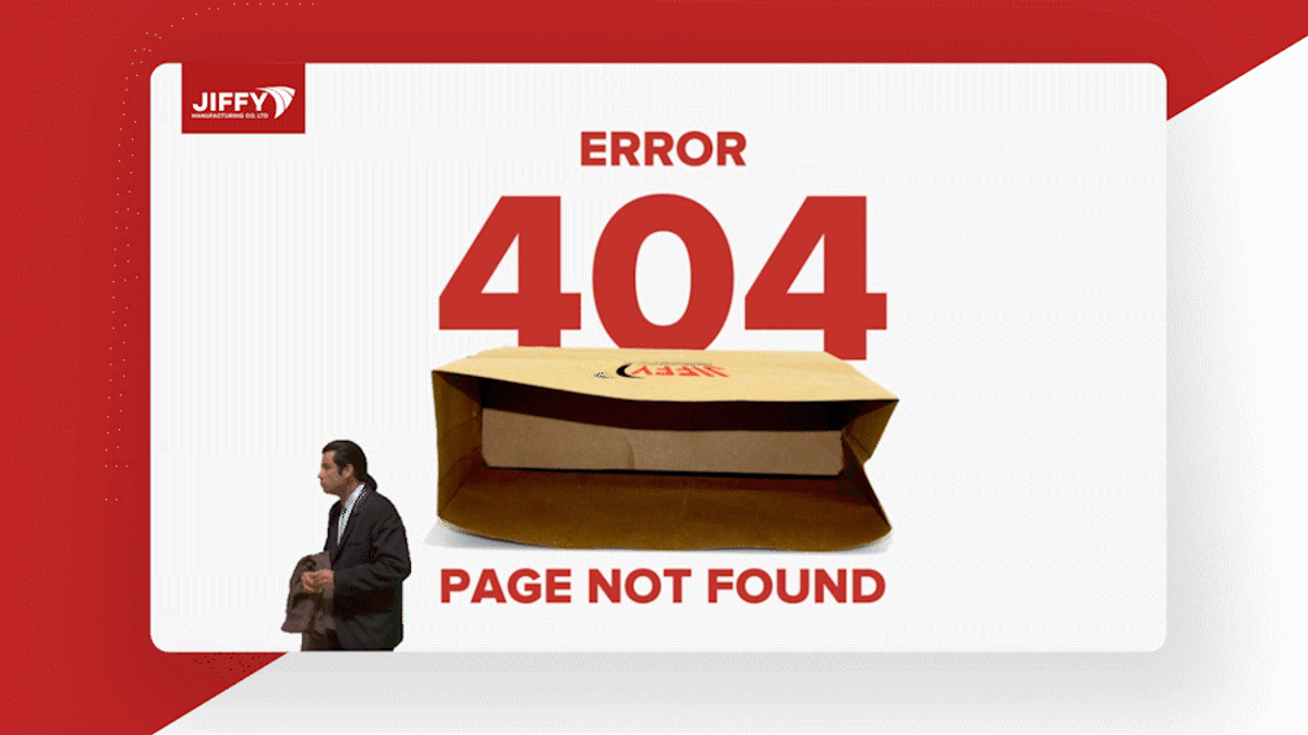 Animation of Jiffy Manufacturing website 404 page