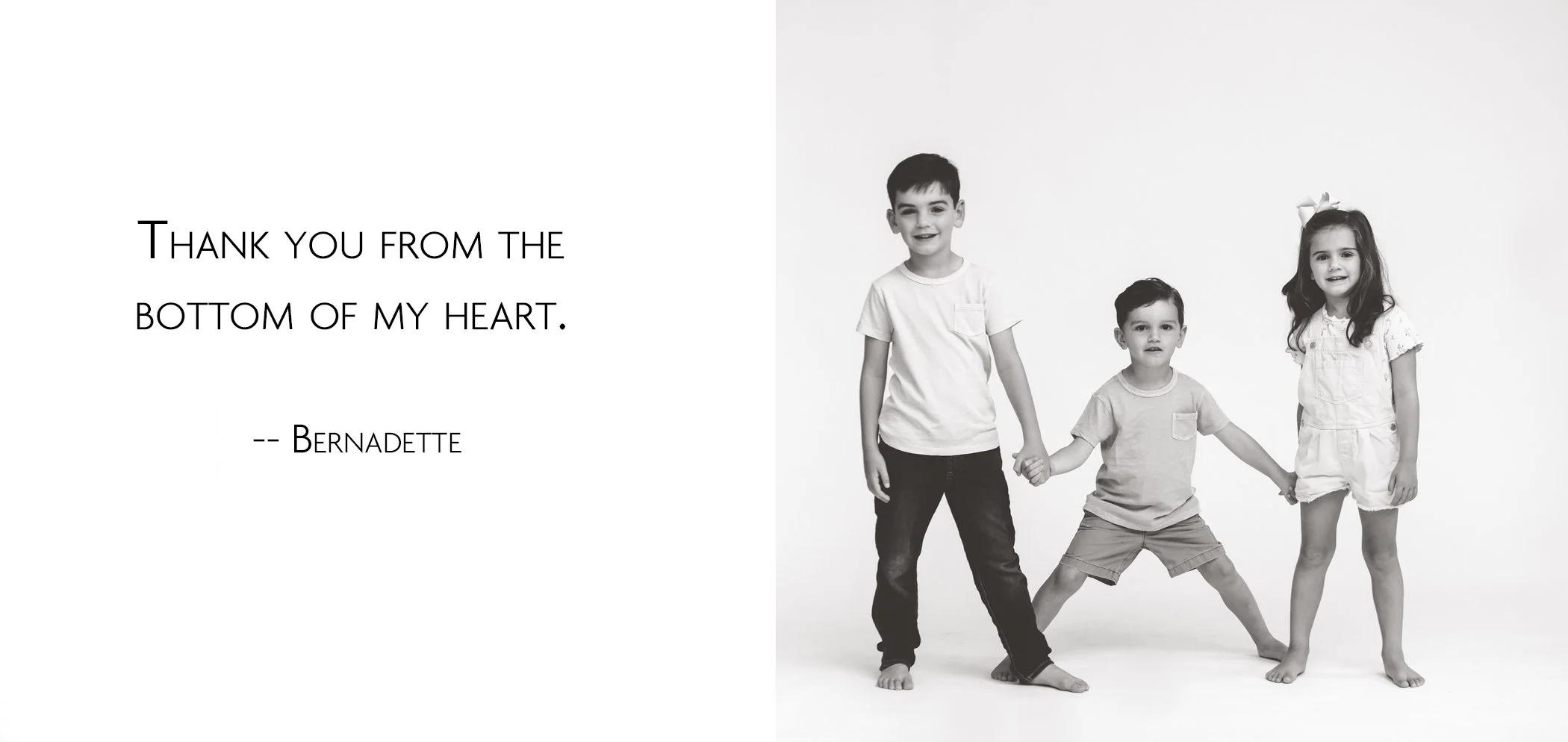 Bernadette testimonial - Thank you from the bottom of my heart