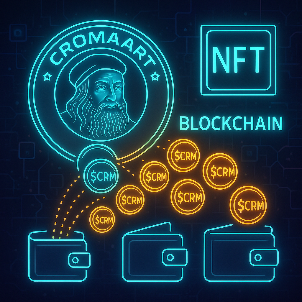 “Digital tokens $CRM flowing into multiple wallets within the CromaArt Web3 ecosystem.”