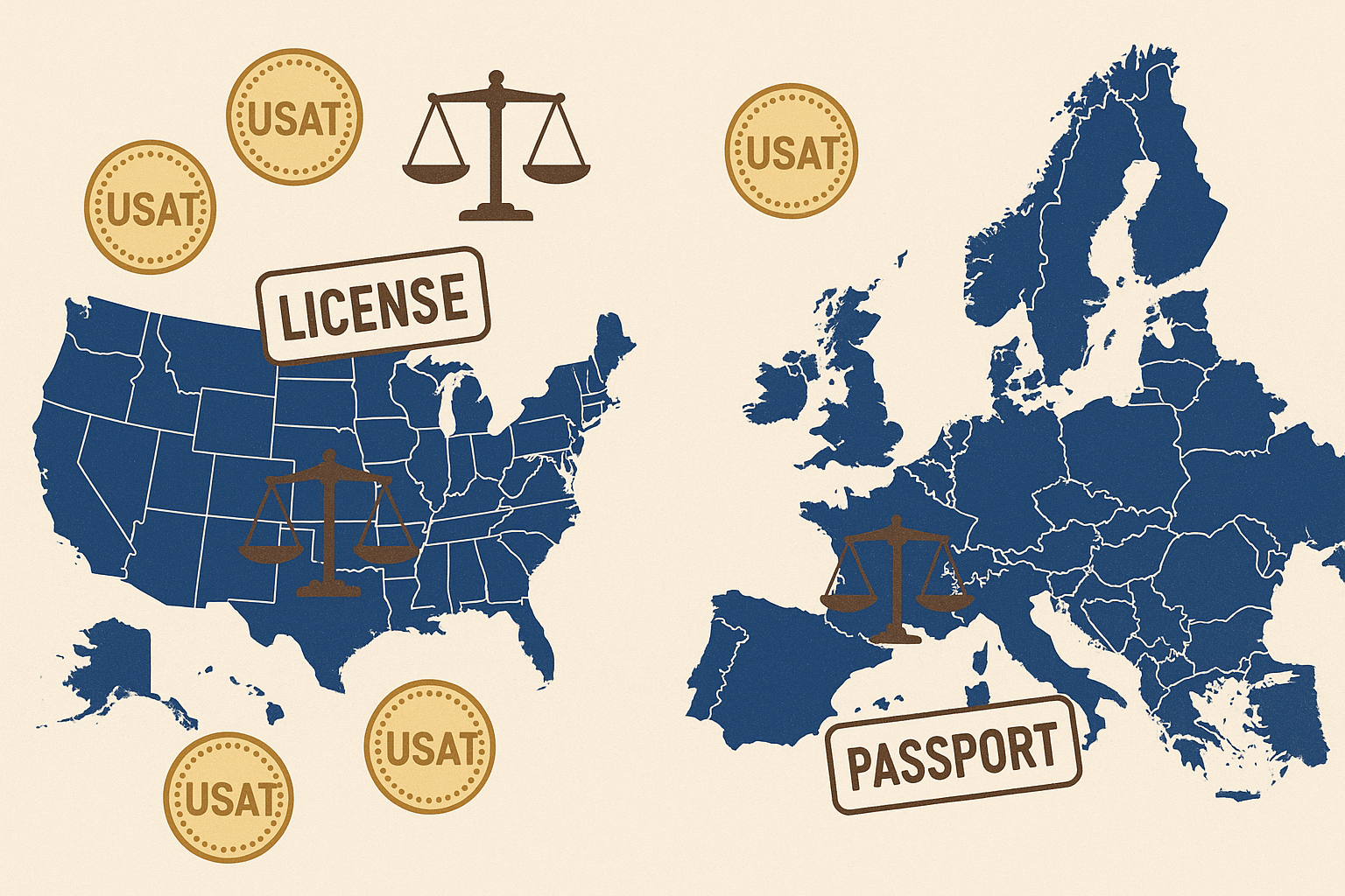 “Tether USAT stablecoin launch vis-à-vis EU crypto license regulatory tensions under MiCA framework.”