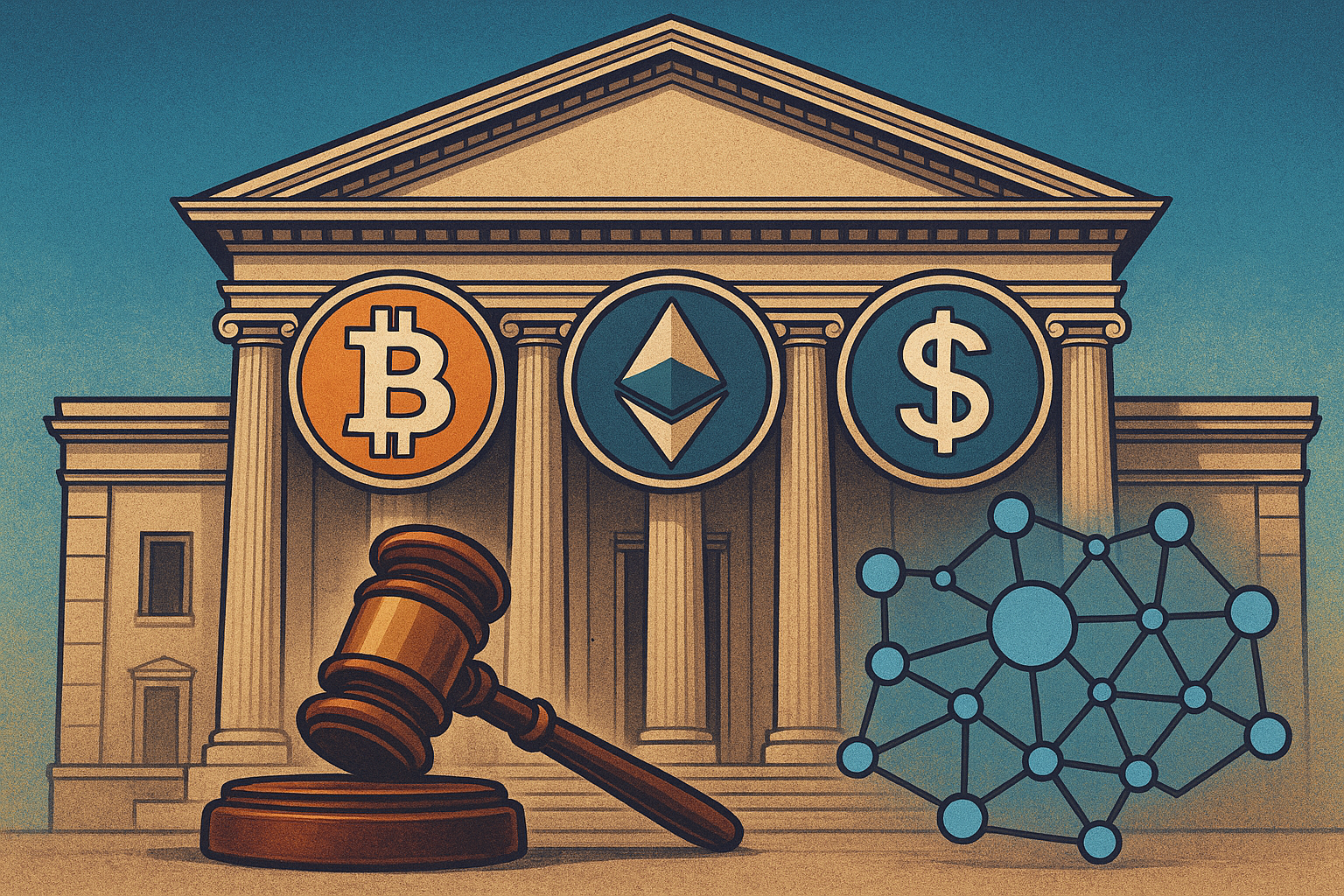 “Crypto regulation concept showing global policymakers shaping blockchain standards.”