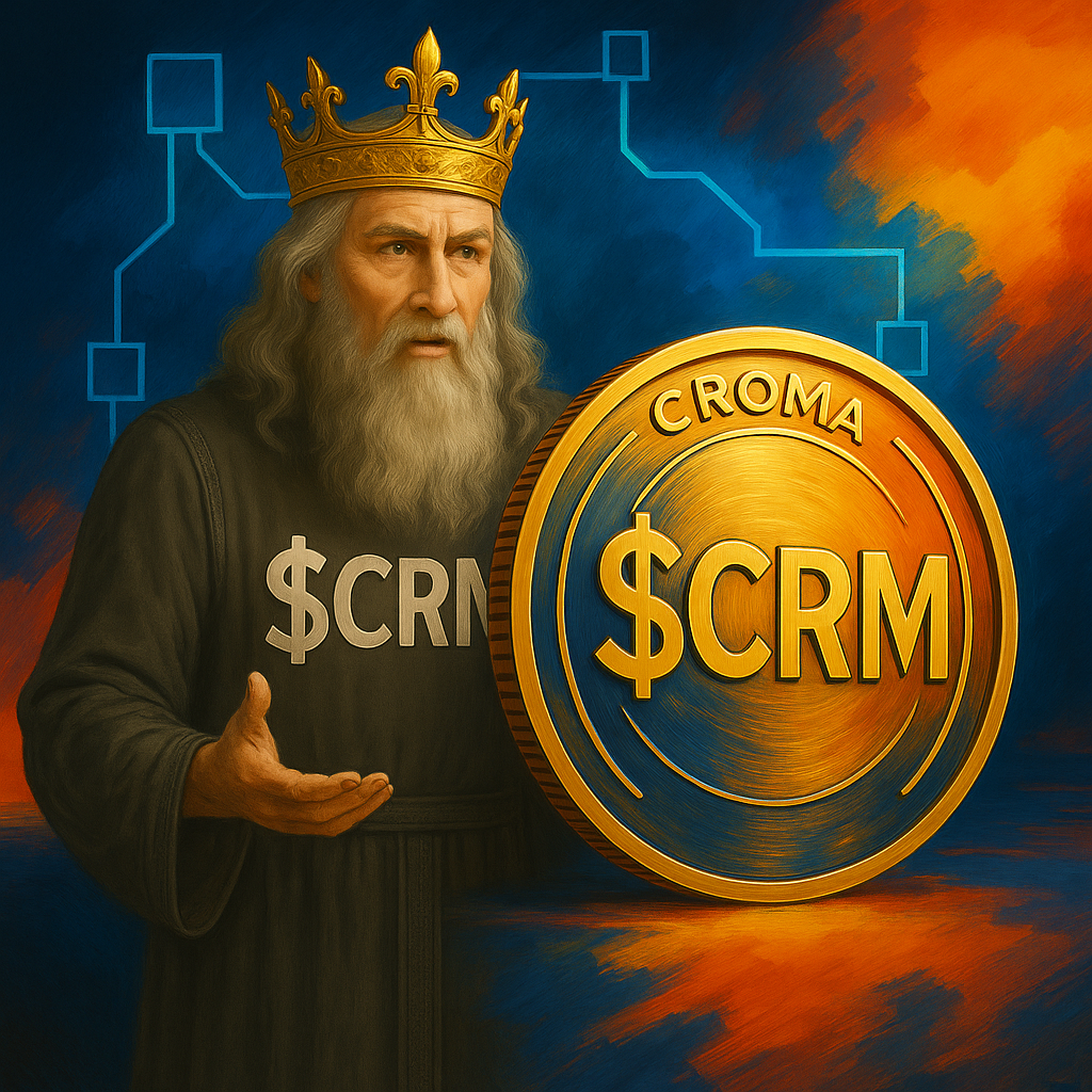 “A hand-drawn portrait with blockchain visual elements, representing the fusion of traditional art and digital Web3 innovation by CromaArt.”