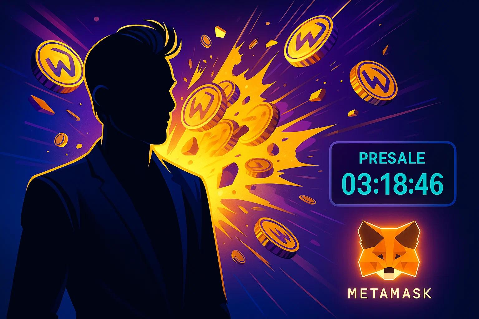 “Celebrity crypto token surge, flash presale countdown, and MetaMask stablecoin integration illustrating today’s Web3 trends.”
