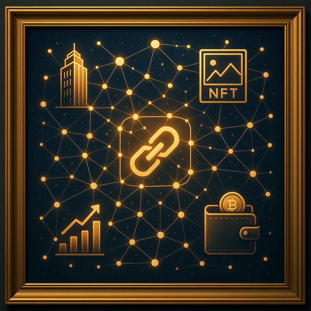 “A glowing Layer-2 blockchain network connected to real-world utilities and digital economy services.”