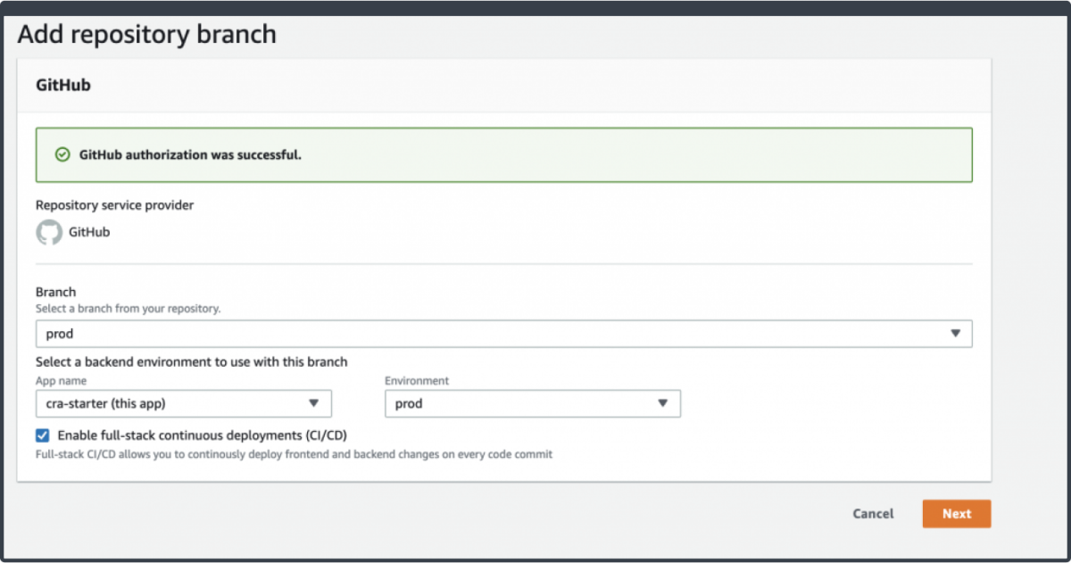 Add repository branch
