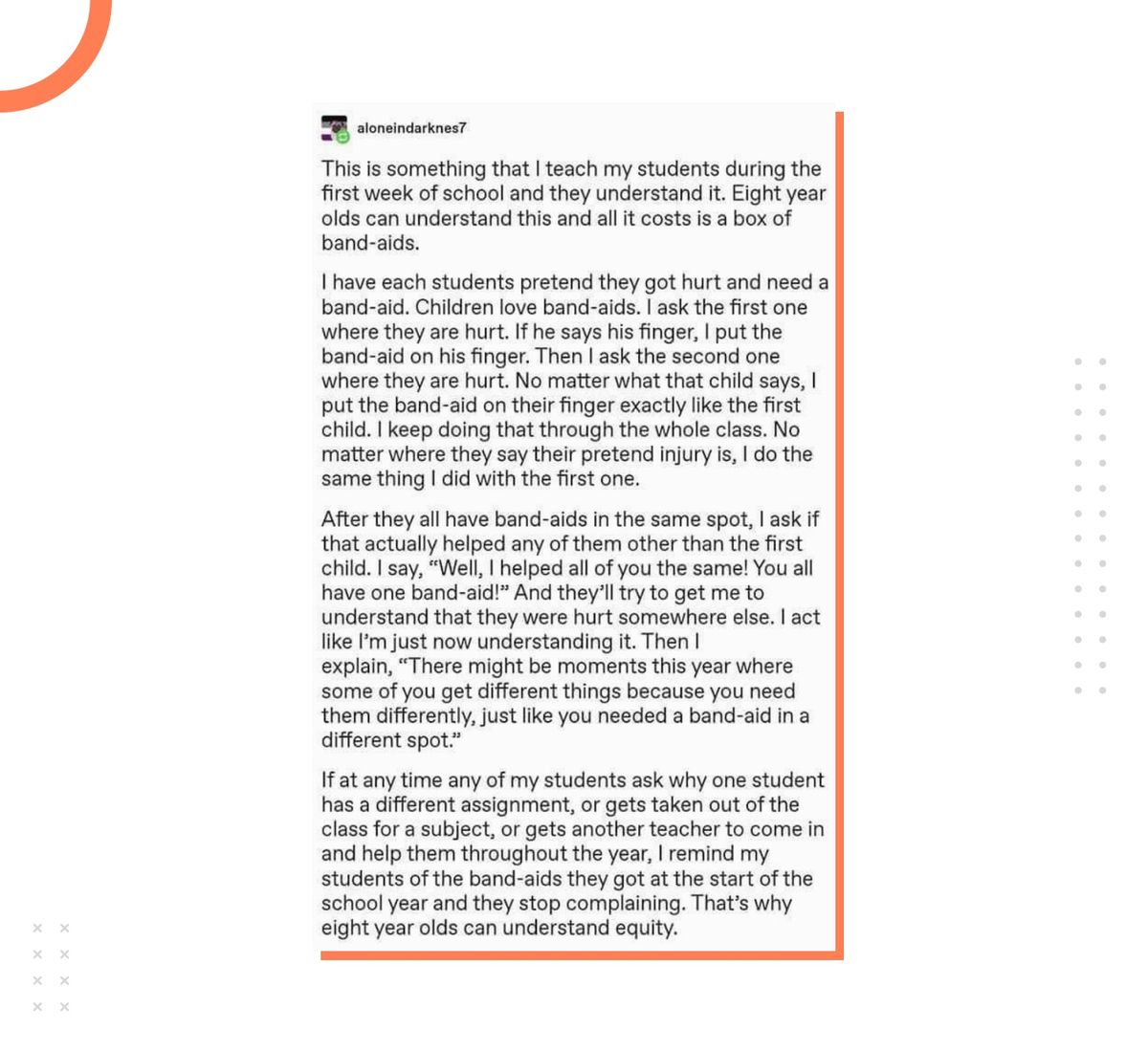 A post on equality by a teacher